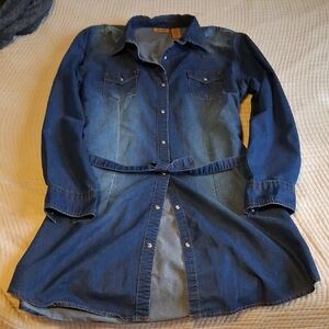 Wrangler Women's Dark Blue Denim Longline Jacket